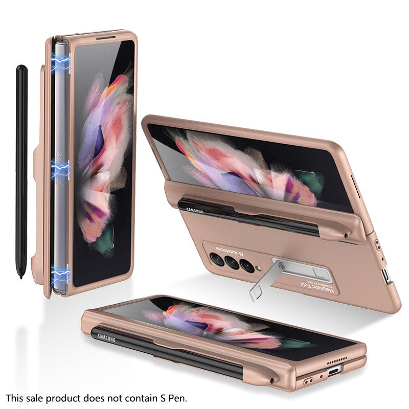 Magnetic Frame Plastic Stand All-included Case With S Pen Slot For Samsung Galaxy Z Fold 3 5G Samsung Galaxy Z Fold 3 Case