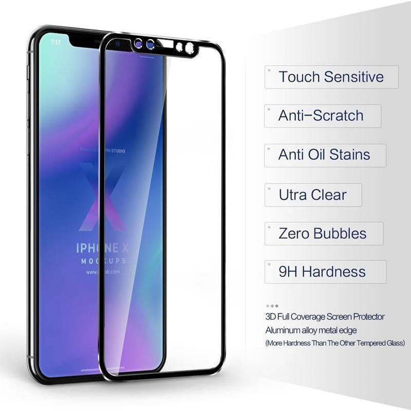 Tempered Glass Full Screen Protector 9H Aluminum Alloy For iPhone Tempered Glass Screen Protector