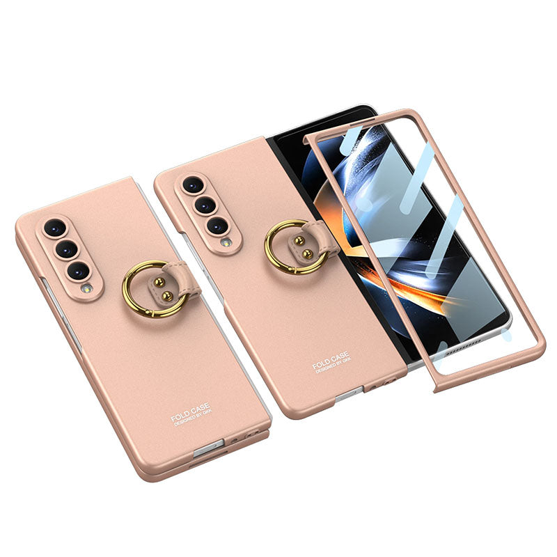 Samsung Galaxy Z Fold 4 5G Ultra-thin All-inclusive Ring Holder Protective Cover With Tempered Glass Screen Samsung Cases