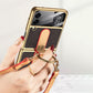 Original Leather Back Screen Tempered Glass Hard Frame Cover For Samsung Z Flip 3 5G With Lanyard Samsung Galaxy Z Flip 3 Case