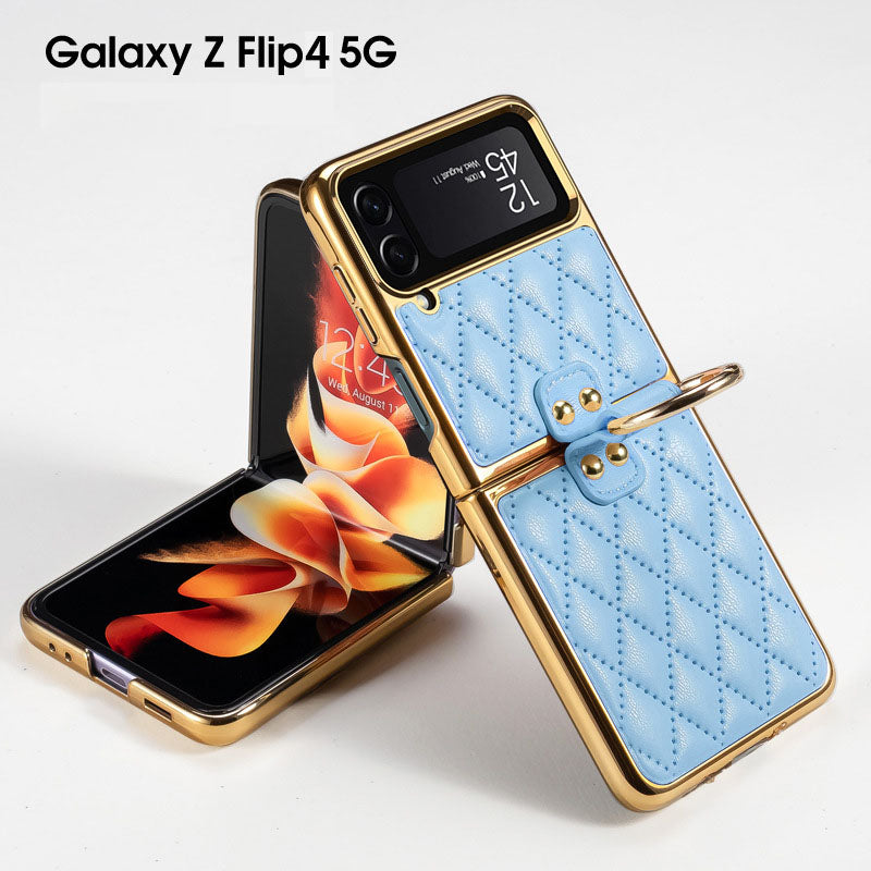 Luxury Leather Electroplating Diamond Protective Cover For Samsung Galaxy Z Flip 4 5G Samsung Cases