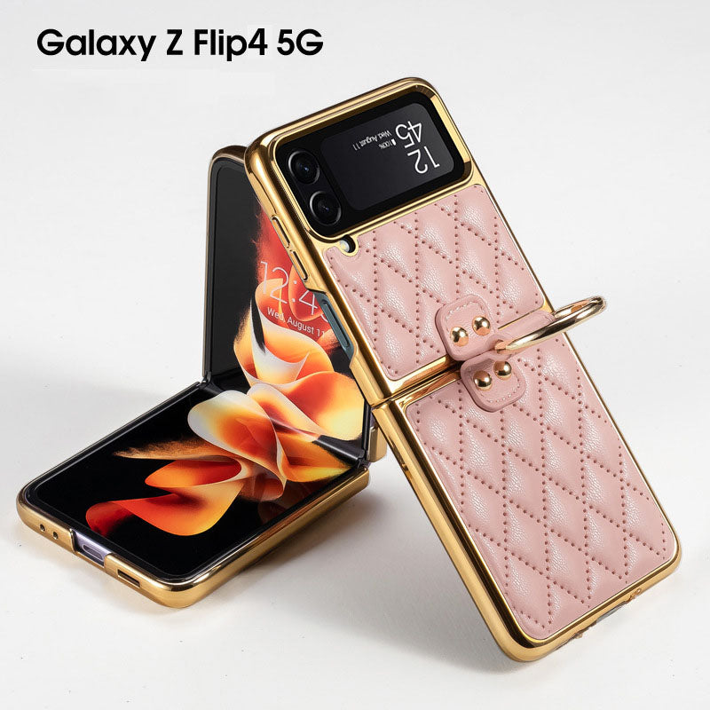 Luxury Leather Electroplating Diamond Protective Cover For Samsung Galaxy Z Flip 4 5G Samsung Cases