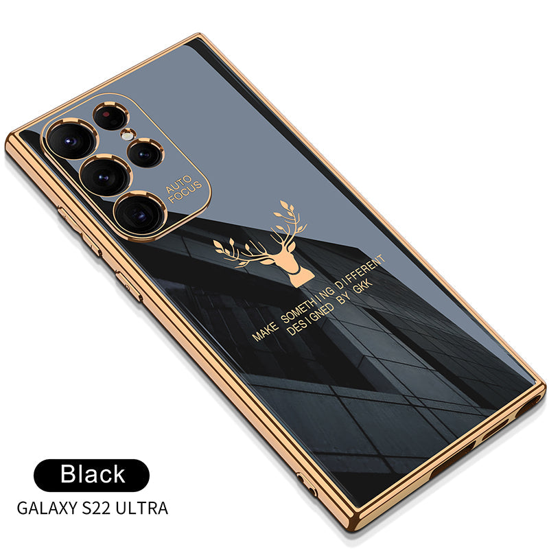 Luxury Deer Pattern Camera All-inclusive Electroplating Process Case For Samsung S22 S21 Series Samsung Case