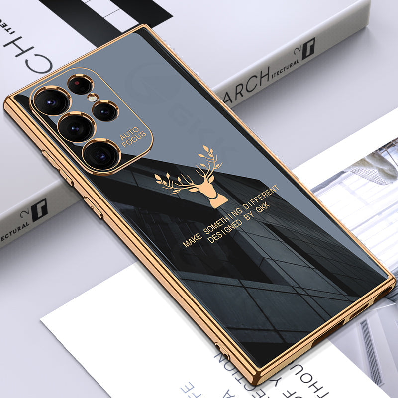 Luxury Deer Pattern Camera All-inclusive Electroplating Process Case For Samsung S22 S21 Series Samsung Case