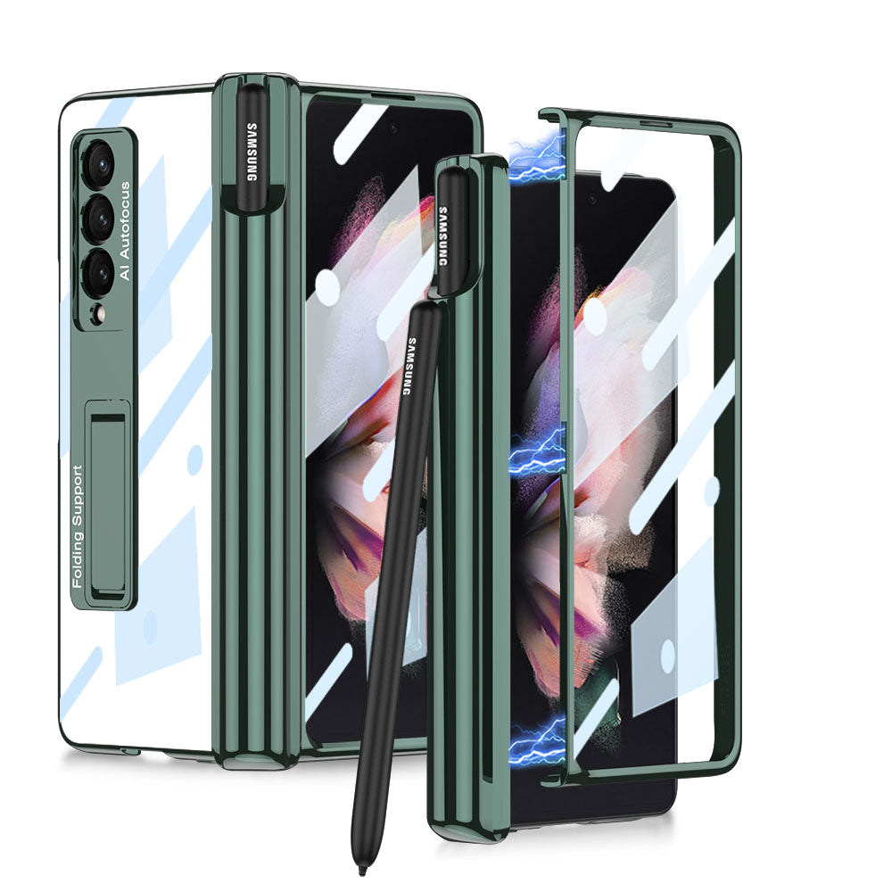 Galaxy Z Fold4 Fold3 | Magnetic Pen Holder Folding Bracket shell Privacy Film Integration Case Samsung Cases