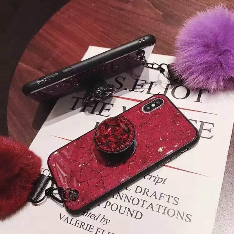 American Style Phone Case For iPhone with Bracket/Fur Ball