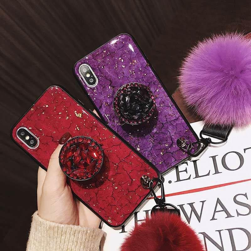 American Style Phone Case For iPhone with Bracket/Fur Ball