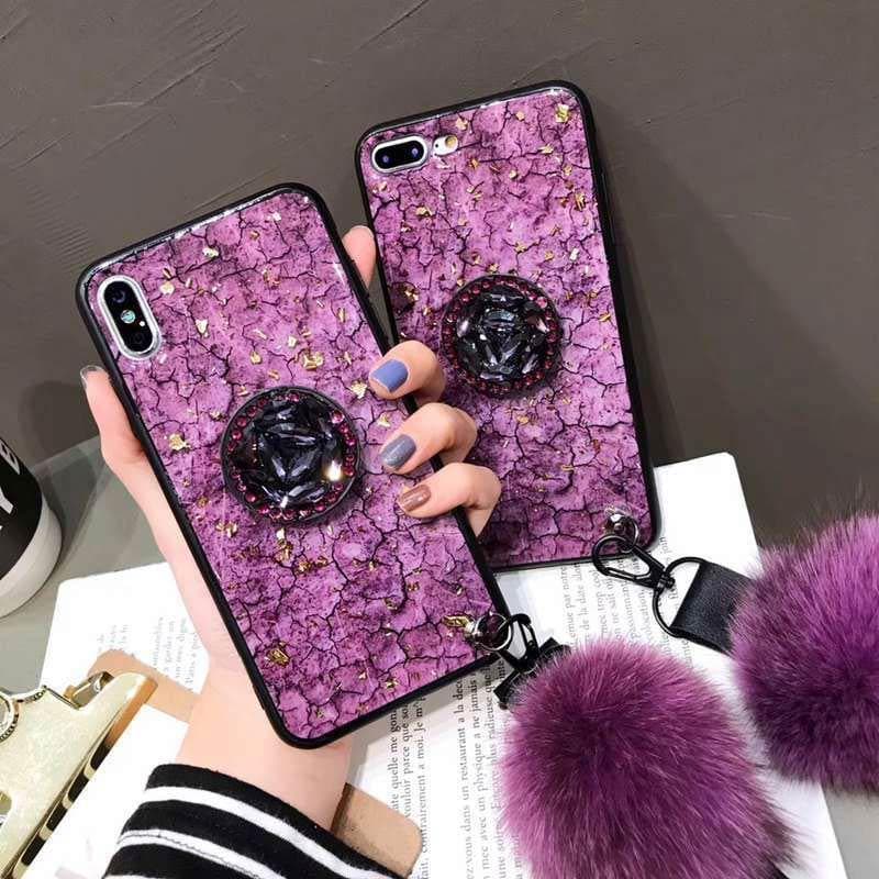 American Style Phone Case For iPhone with Bracket/Fur Ball