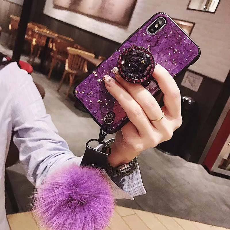 American Style Phone Case For iPhone with Bracket/Fur Ball