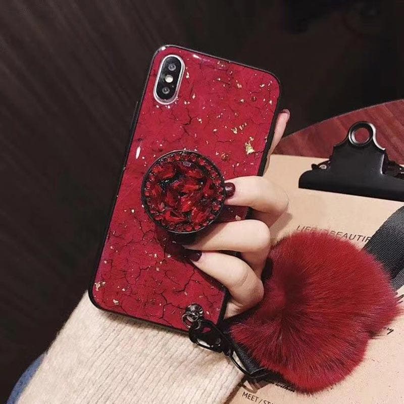 American Style Phone Case For iPhone with Bracket/Fur Ball