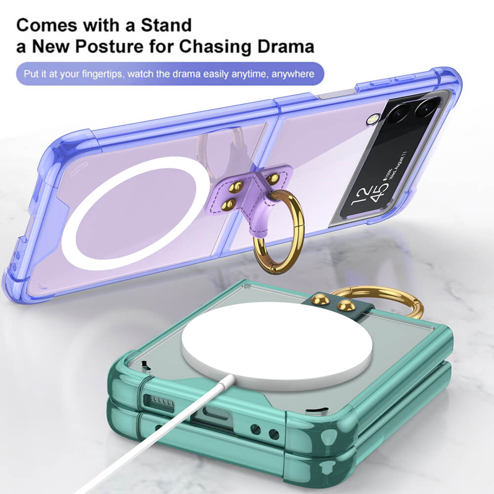 Newest Galaxy Z Flip3 Flip4 Magnetic Airbag Anti-fall Wireless Charging Phone Case Samsung Cases