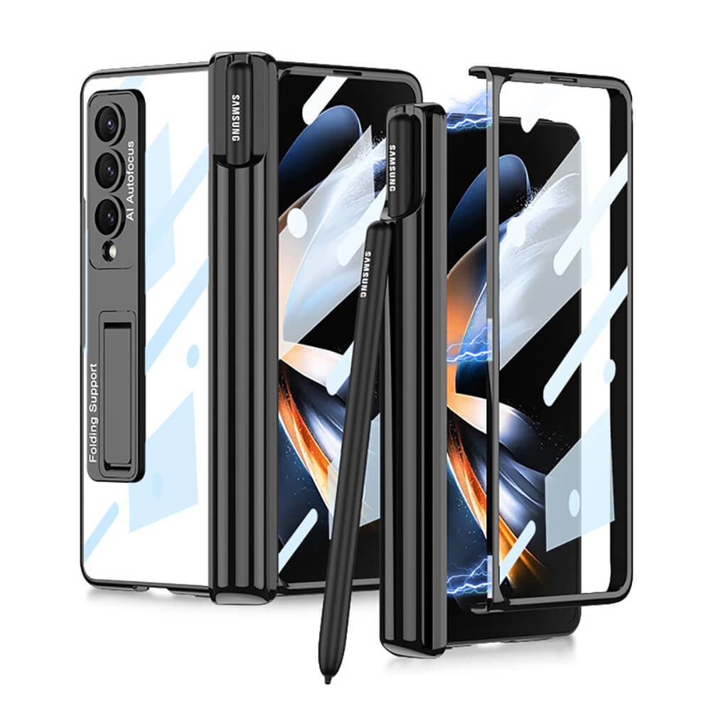 Galaxy Z Fold4 Fold3 | Magnetic Pen Holder Folding Bracket shell Privacy Film Integration Case Samsung Cases