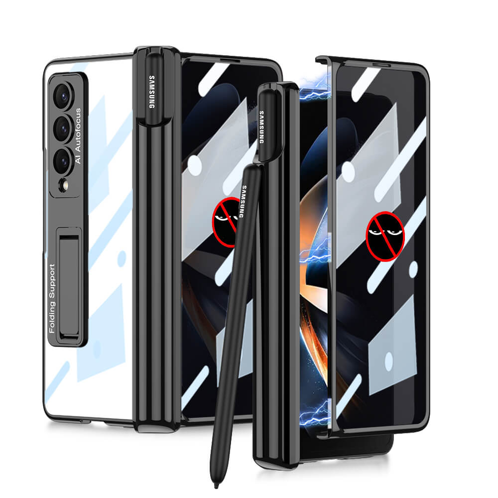 Galaxy Z Fold4 Fold3 | Magnetic Pen Holder Folding Bracket shell Privacy Film Integration Case Samsung Cases