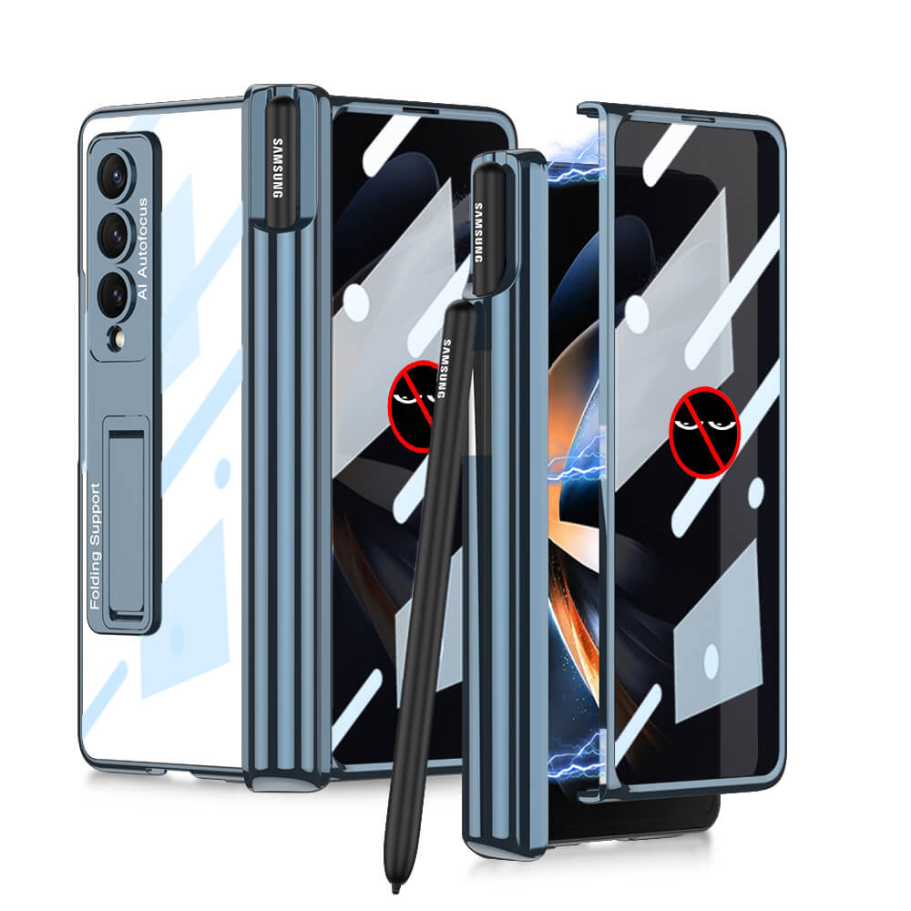 Galaxy Z Fold4 Fold3 | Magnetic Pen Holder Folding Bracket shell Privacy Film Integration Case Samsung Cases