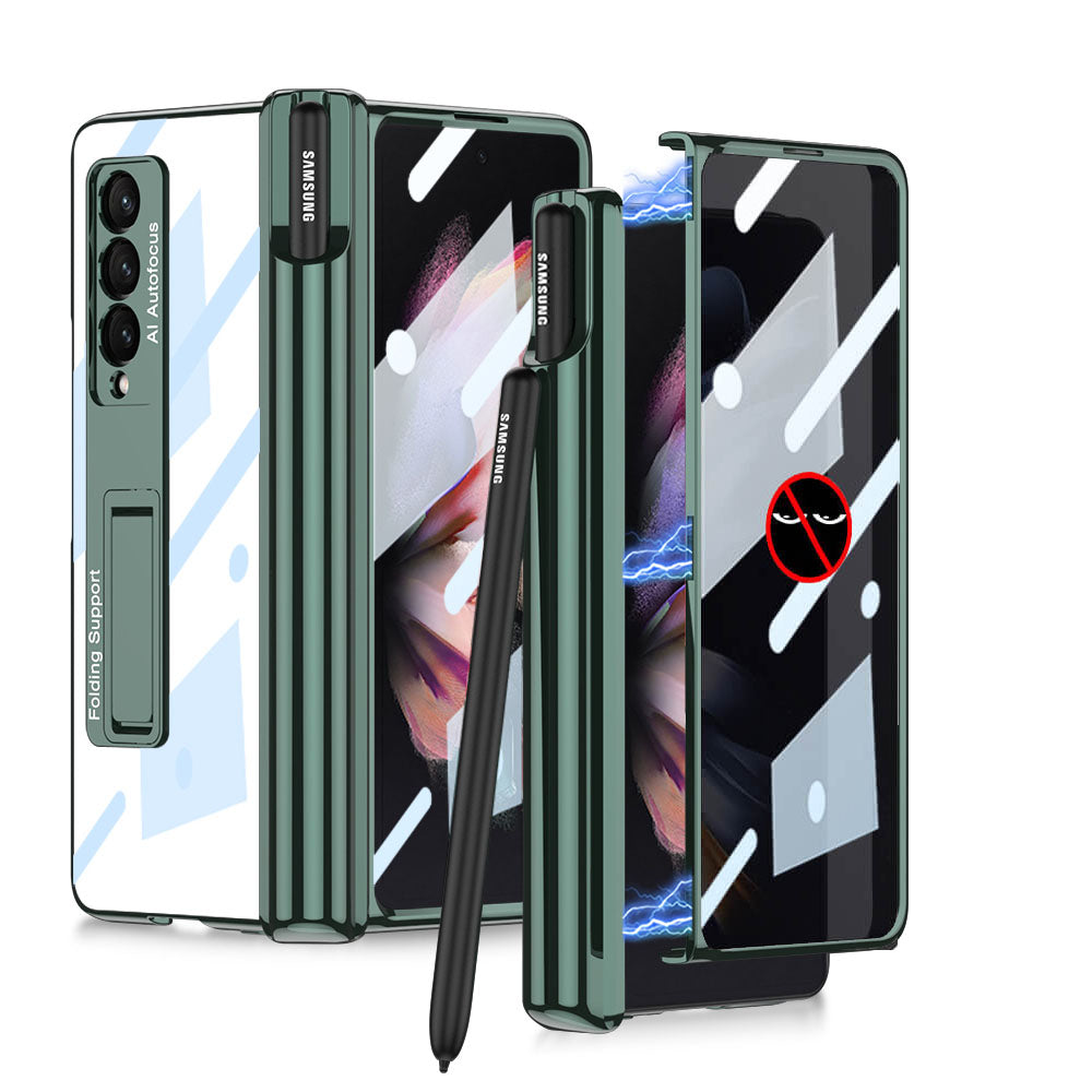Galaxy Z Fold4 Fold3 | Magnetic Pen Holder Folding Bracket shell Privacy Film Integration Case Samsung Cases