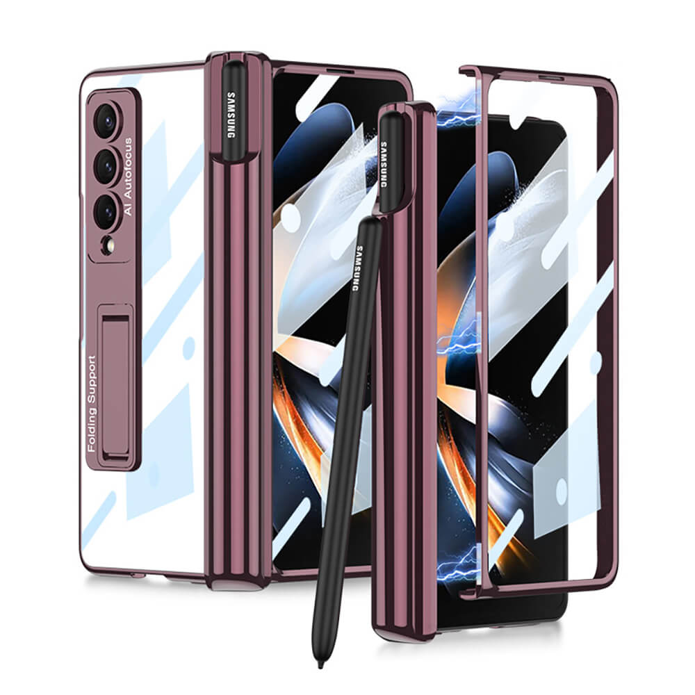 Galaxy Z Fold4 Fold3 | Magnetic Pen Holder Folding Bracket shell Privacy Film Integration Case Samsung Cases