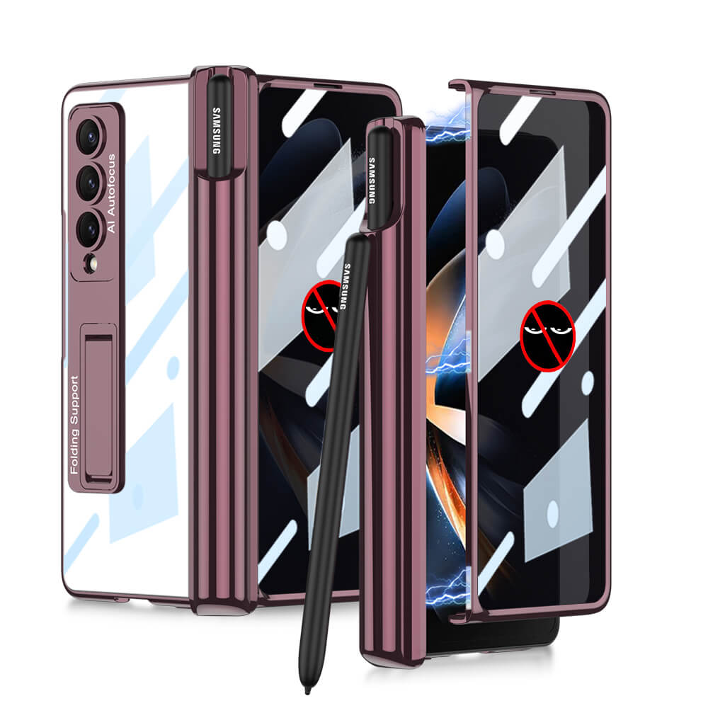 Galaxy Z Fold4 Fold3 | Magnetic Pen Holder Folding Bracket shell Privacy Film Integration Case Samsung Cases