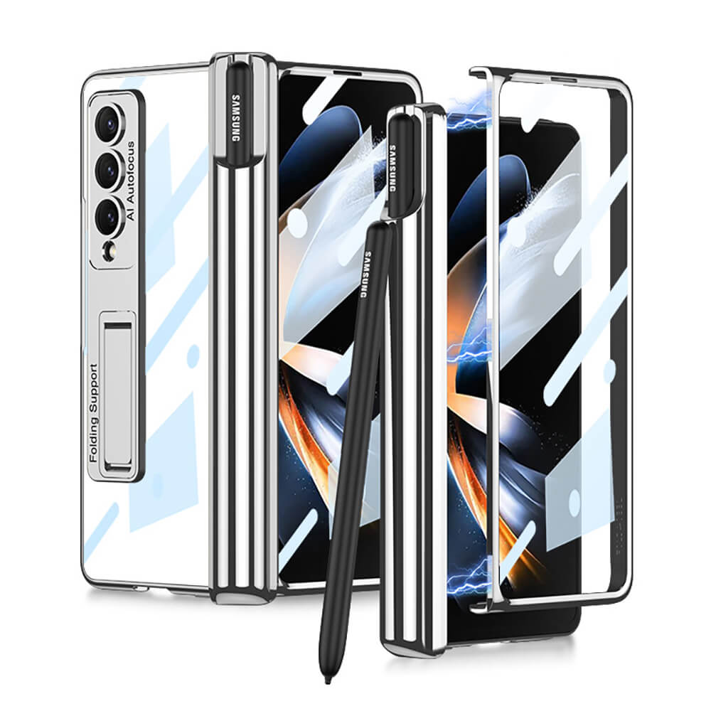 Galaxy Z Fold4 Fold3 | Magnetic Pen Holder Folding Bracket shell Privacy Film Integration Case Samsung Cases