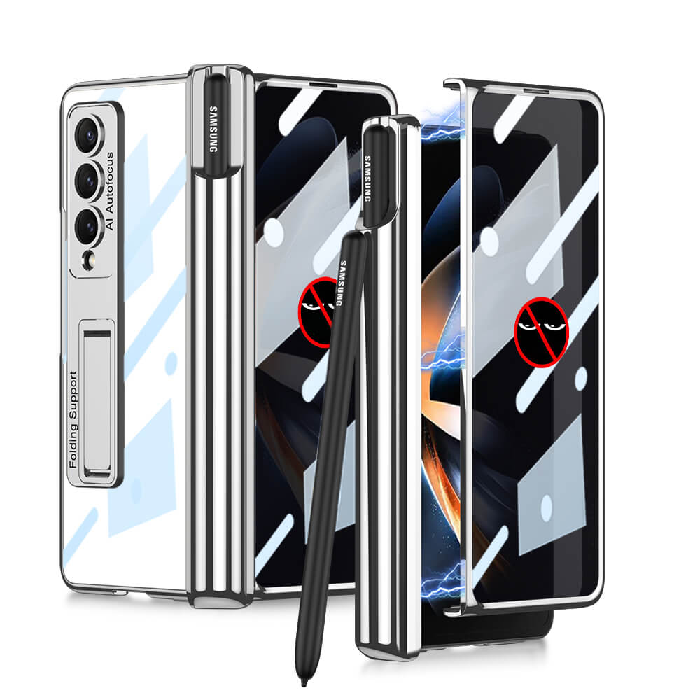 Galaxy Z Fold4 Fold3 | Magnetic Pen Holder Folding Bracket shell Privacy Film Integration Case Samsung Cases