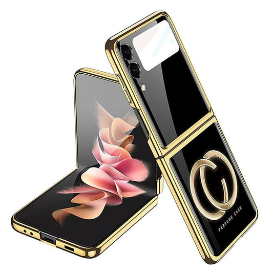 Luxury Perfume Plating Frame Anti-knock Protection Glass Case For Samsung Galaxy Z Flip3 Samsung Galaxy Z Flip 3 Case