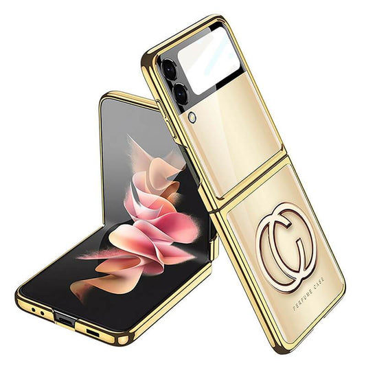 Luxury Perfume Plating Frame Anti-knock Protection Glass Case For Samsung Galaxy Z Flip3 Samsung Galaxy Z Flip 3 Case