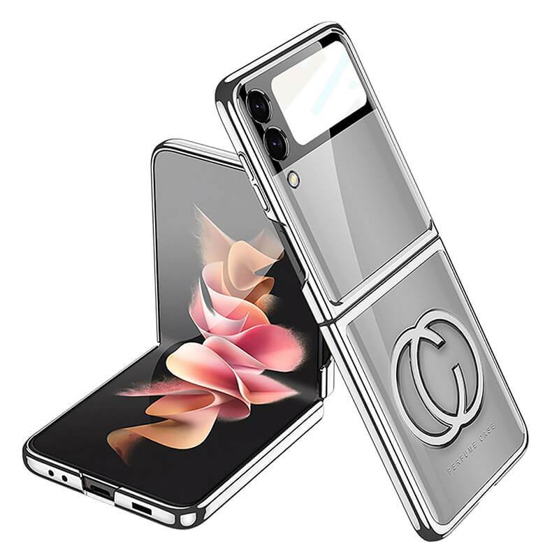 Luxury Perfume Plating Frame Anti-knock Protection Glass Case For Samsung Galaxy Z Flip3 Samsung Galaxy Z Flip 3 Case