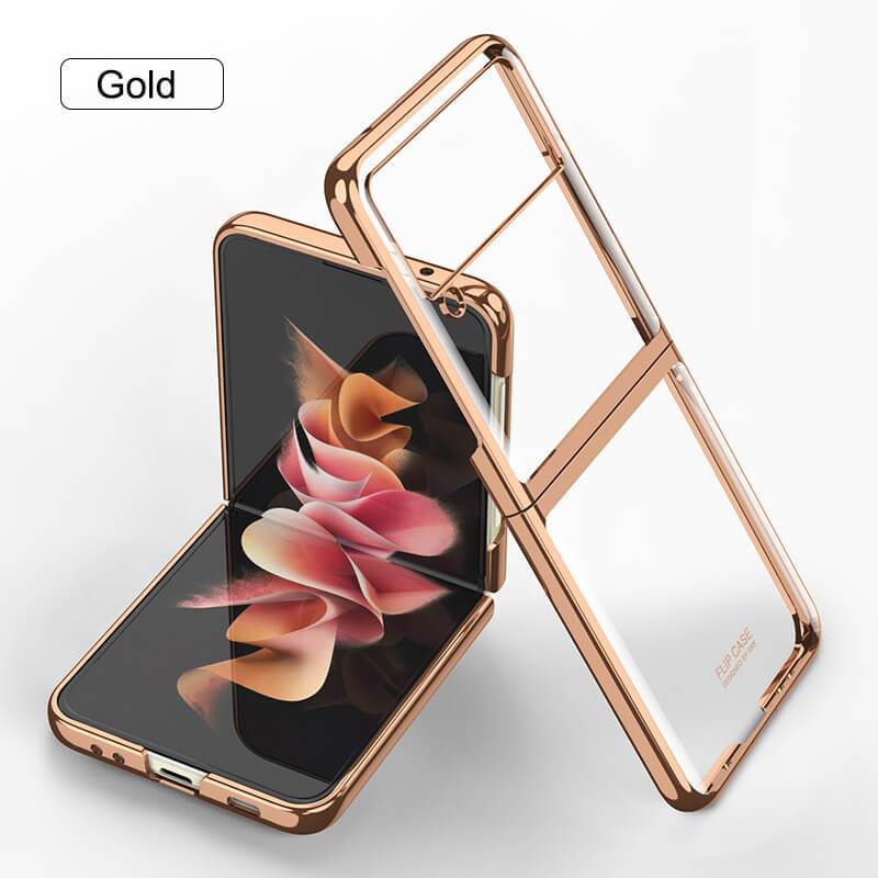 Plating Frame Transparent Back Hard Shockproof Full Protection - Samsung Galaxy Z Flip3 5G Phone Case Samsung Galaxy Z Flip 3 Case