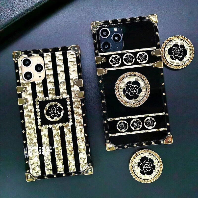Luxury Brand Black Rose Flower Stripe - iPhone Case iPhone Case