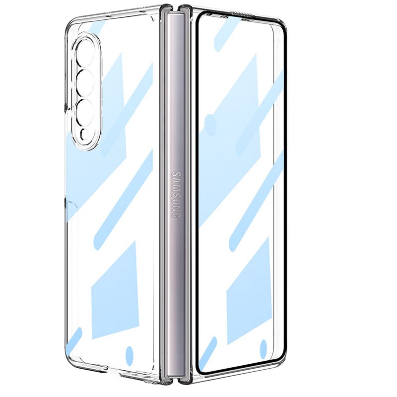 Luxury Leather Carbon Fiber Plating Case For Samsung Galaxy Z Fold3 Fold2 With Tempered Glass Screen Samsung Galaxy Z Fold 3 Case