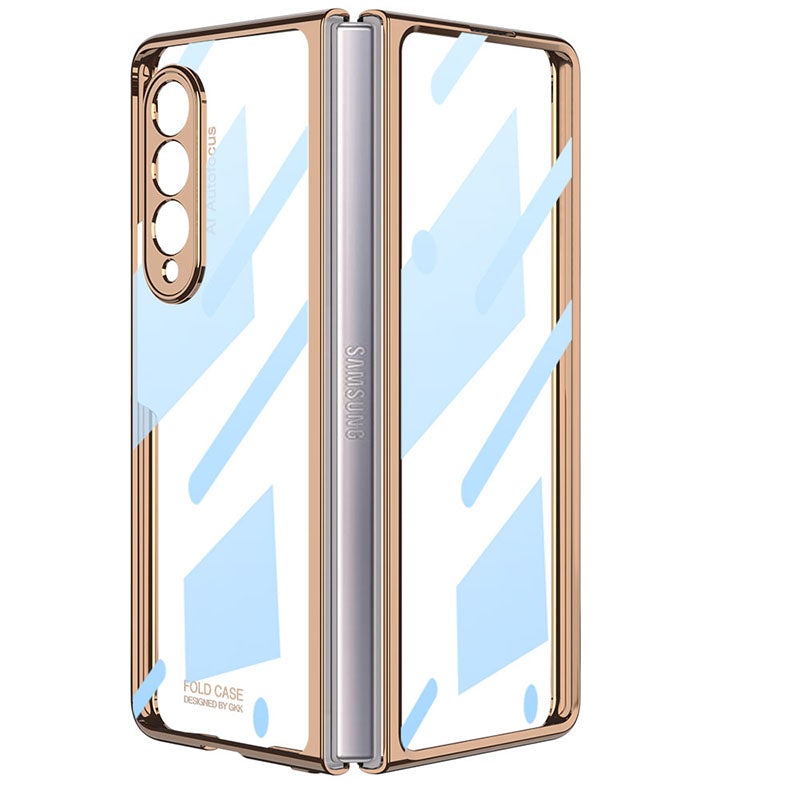 Luxury Leather Carbon Fiber Plating Case For Samsung Galaxy Z Fold3 Fold2 With Tempered Glass Screen Samsung Galaxy Z Fold 3 Case