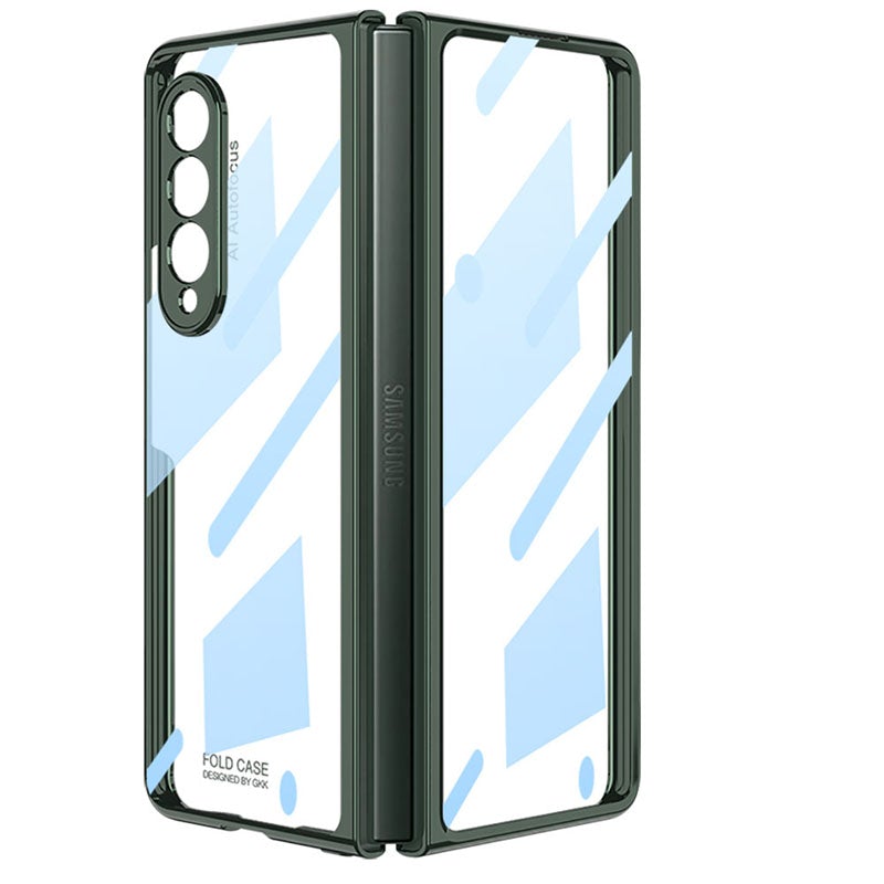 Luxury Leather Carbon Fiber Plating Case For Samsung Galaxy Z Fold3 Fold2 With Tempered Glass Screen Samsung Galaxy Z Fold 3 Case