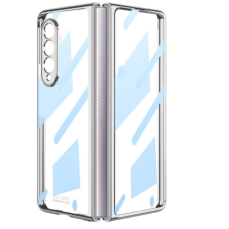 Luxury Leather Carbon Fiber Plating Case For Samsung Galaxy Z Fold3 Fold2 With Tempered Glass Screen Samsung Galaxy Z Fold 3 Case