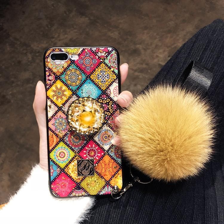 American Style Phone Case For iPhone with Bracket/Fur Ball