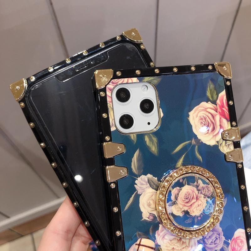 Stylish French Style Flower Lanyard Ring Phone Case for Samsang