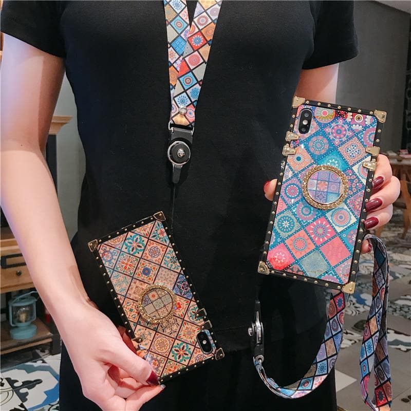 High Quality Bohemian Lanyard Ring Phone Case For iPhone Samsung Huawei