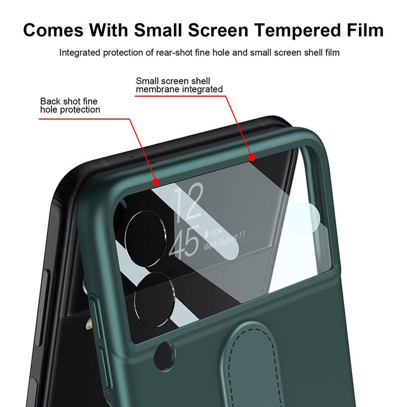 Original Back Screen Glass Matte With Finger-Ring - Samsung Z Flip 3 5G Phone Case Samsung Galaxy Z Flip 3 Case