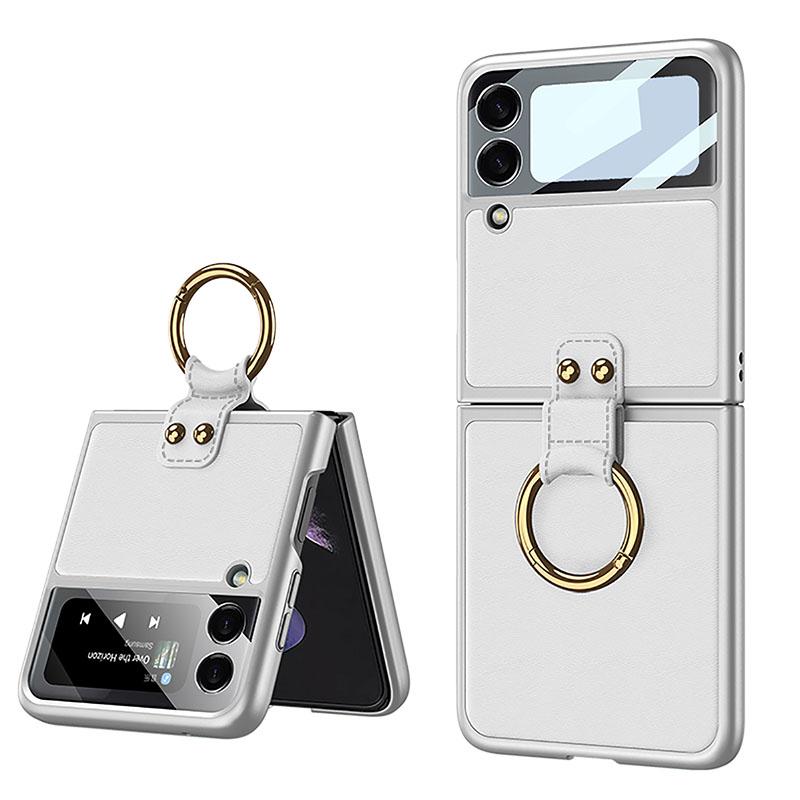 Original Leather Back Screen Tempered Glass - Samsung Z Flip 3 5G Phone Case Samsung Galaxy Z Flip 3 Case