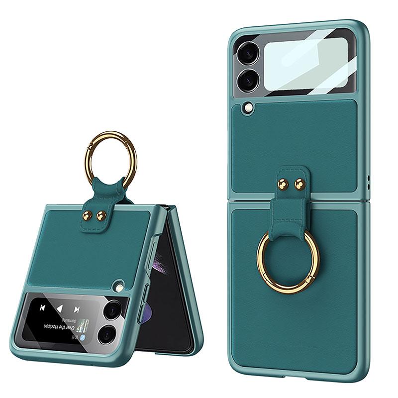 Original Leather Back Screen Tempered Glass - Samsung Z Flip 3 5G Phone Case Samsung Galaxy Z Flip 3 Case