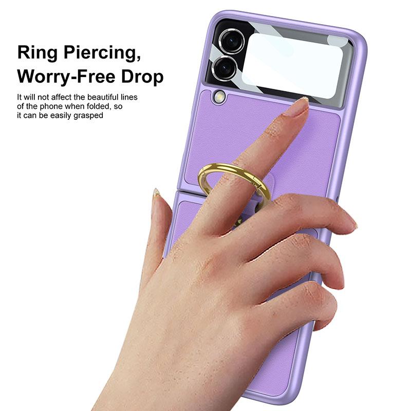 Original Leather Back Screen Tempered Glass - Samsung Z Flip 3 5G Phone Case Samsung Galaxy Z Flip 3 Case