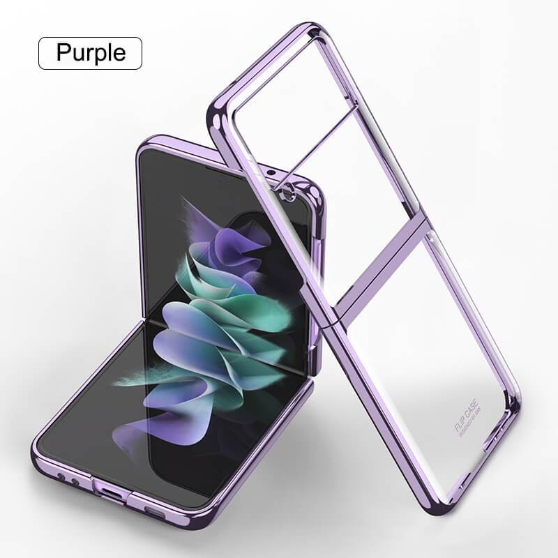 Plating Frame Transparent Back Hard Shockproof Full Protection - Samsung Galaxy Z Flip3 5G Phone Case Samsung Galaxy Z Flip 3 Case