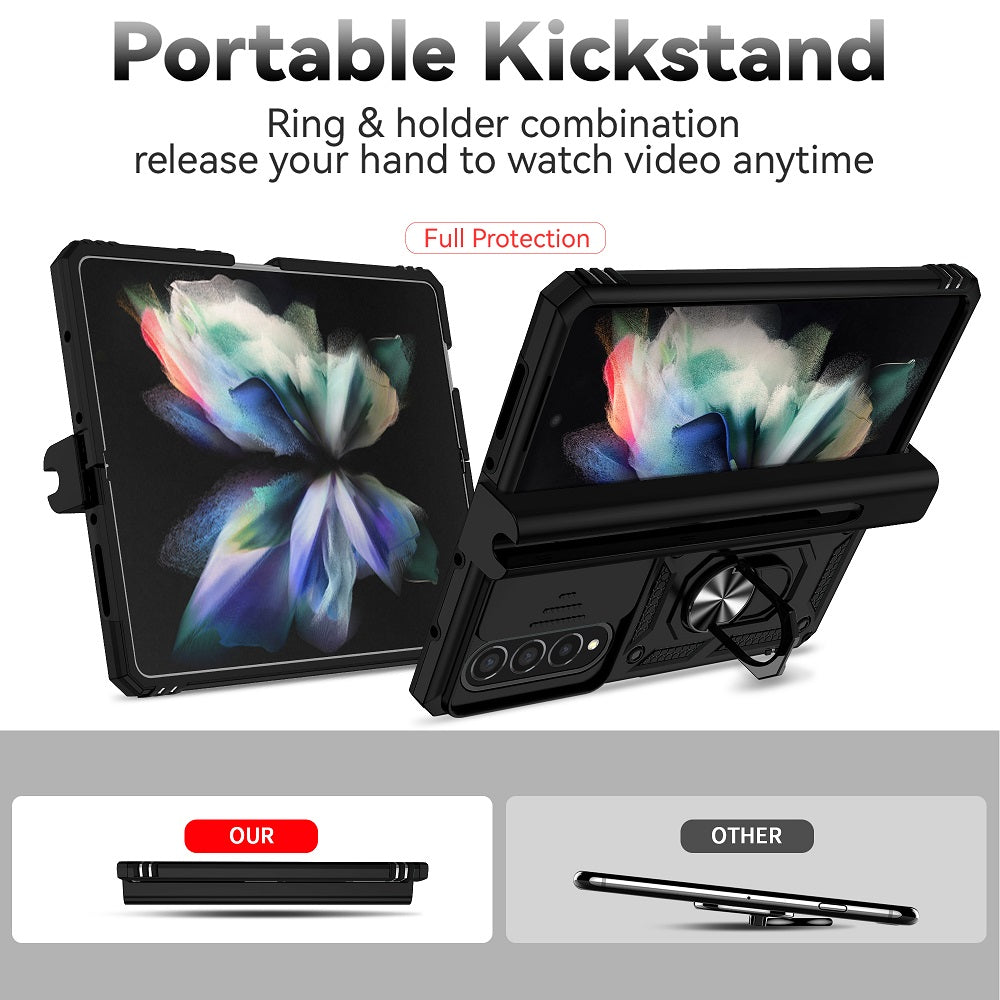 Hinge Case For Samsung Galaxy Z Fold3 Fold 4 5G Case Hinge Pen Slot Lens Protection Stand Back Cover For Samsung Z Fold3 Fold4 Capa Samsung Cases
