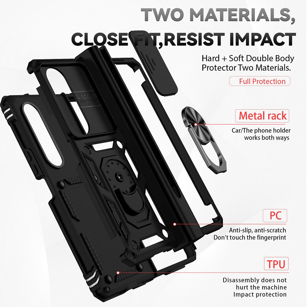 Hinge Case For Samsung Galaxy Z Fold3 Fold 4 5G Case Hinge Pen Slot Lens Protection Stand Back Cover For Samsung Z Fold3 Fold4 Capa Samsung Cases