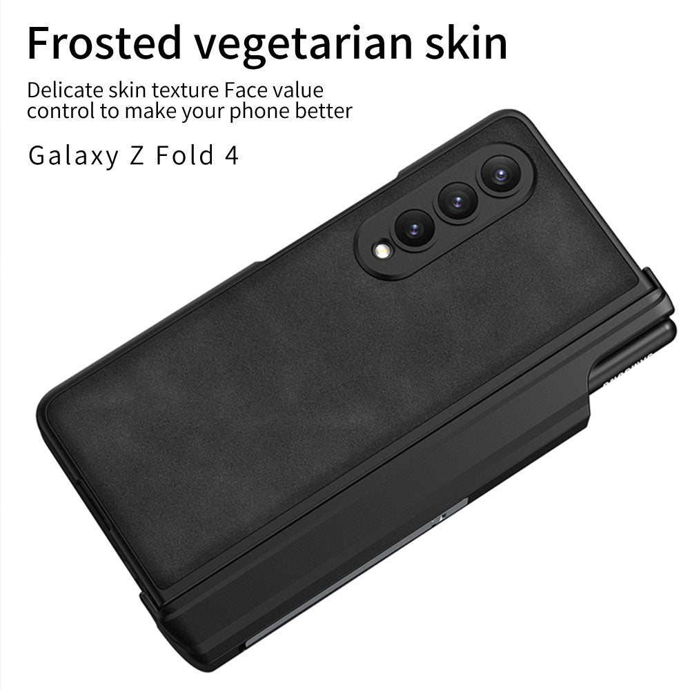 Newest Magnetic Matte Pure Leather Pen Box Bracket Case For Samsung Galaxy Z Fold 4 5G