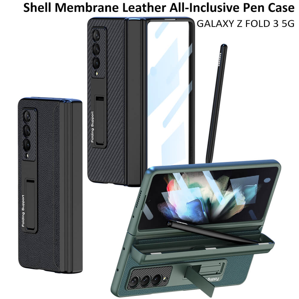 NEWEST Magnetic Folding Full Wrap Protective Pen Case With Back Screen Glass Hinge Holder Leather Phone Cover For Samsung Galaxy Z Fold 3 5G Samsung Cases