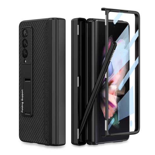 NEWEST Magnetic Folding Full Wrap Protective Pen Case With Back Screen Glass Hinge Holder Leather Phone Cover For Samsung Galaxy Z Fold 3 5G Samsung Cases