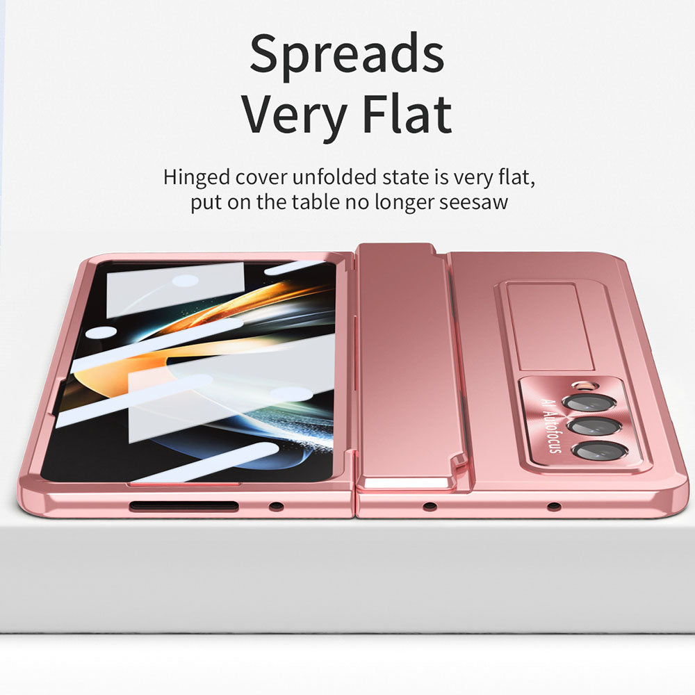Hinge Plated Aluminum Alloy Phone Case For Samsung Galaxy Z Fold3 Fold4 5G With Screen Protector Samsung Cases