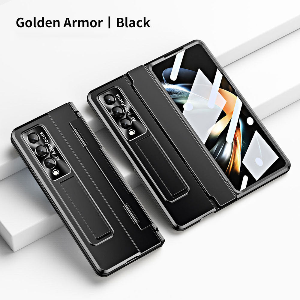 Hinge Plated Aluminum Alloy Phone Case For Samsung Galaxy Z Fold3 Fold4 5G With Screen Protector Samsung Cases