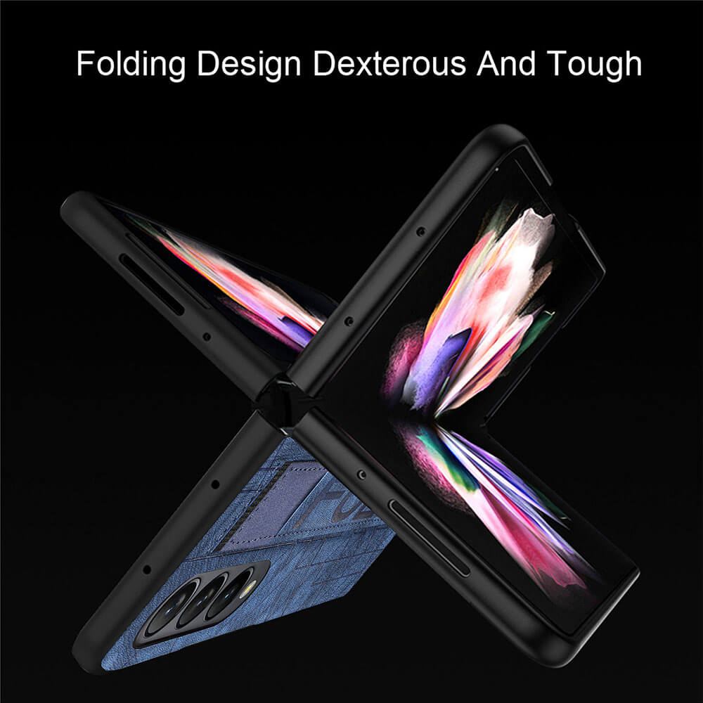 Newest Elastic Stretch Wrist Strap Pencil Pouch Leather Phone Case For Galaxy Z Fold4 Fold3 Samsung Cases