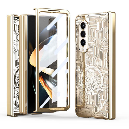 Newest Electroplating Transparent Mechanical All-Inclusive Drop-Proof Protective Case For Samsung Galaxy Z Fold3 Fold4 5G