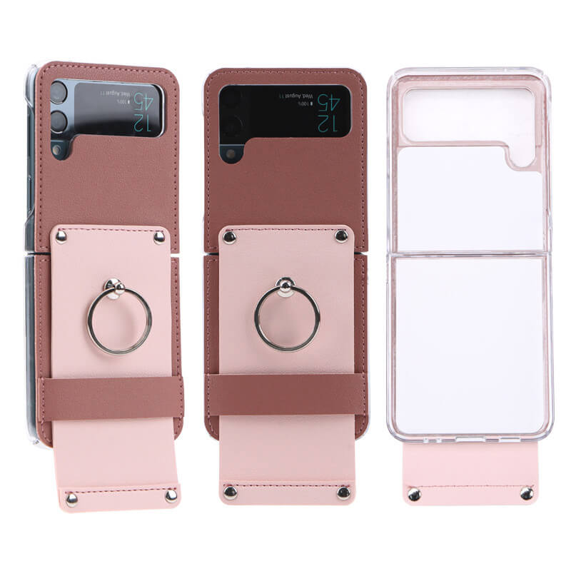 Multicolor Leather Stand Ring Leather Phone Case For Samsung Galaxy Flip3 Samsung Galaxy Z Flip 3 Case